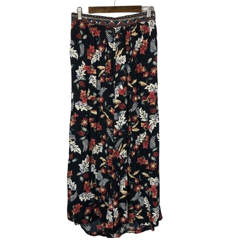Jaase Black Floral Wide Leg Soft Pants L